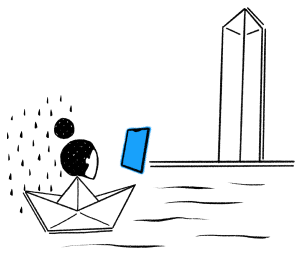 Drawing of a woman in a boat