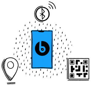 Drawing of a phone with icons around it